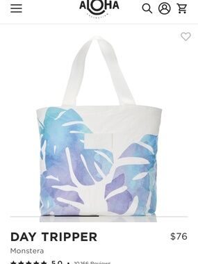 Aloha Collection Day Tripper Tote Monstera NWT